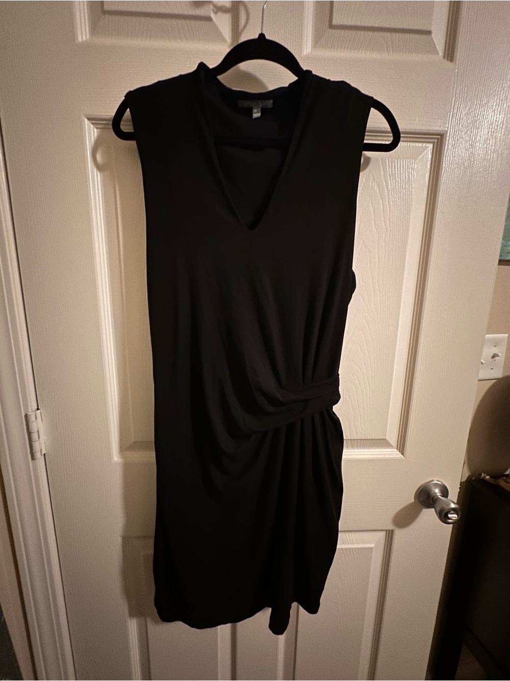 Lemon tart Classic Black Sleeveless Draped Women’s v neck wrap-look Dress